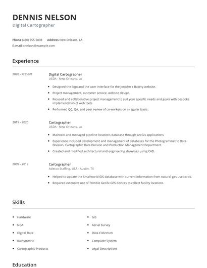 Digital Cartographer Resume