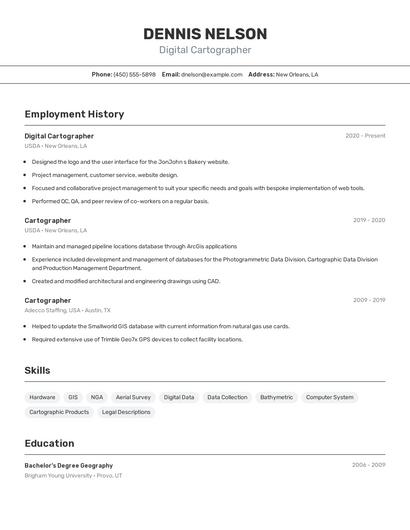 Digital Cartographer Resume