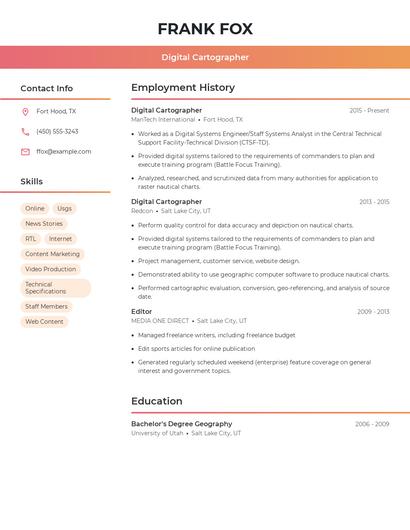 Digital Cartographer Resume