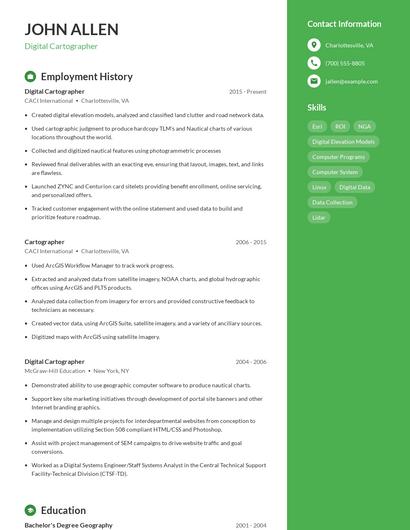 Digital Cartographer Resume