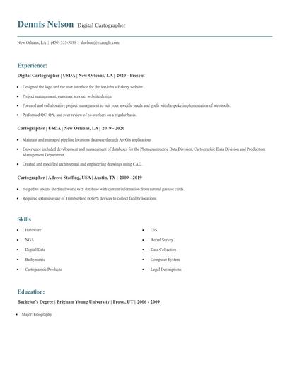 Digital Cartographer Resume