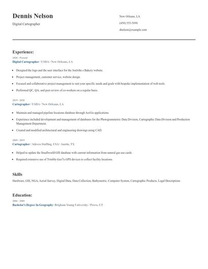 Digital Cartographer Resume