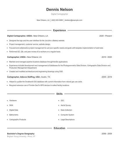 Digital Cartographer Resume