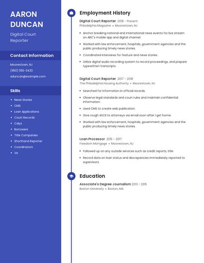 Digital Court Reporter Resume