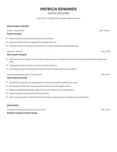 Digital Designer Resume
