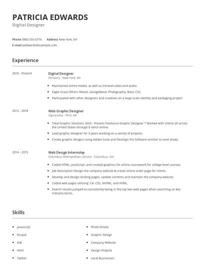 Digital Designer Resume