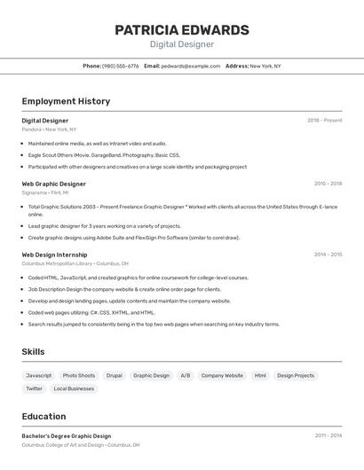 Digital Designer Resume