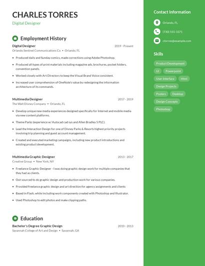 Digital Designer Resume