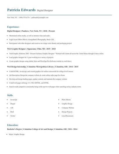 Digital Designer Resume
