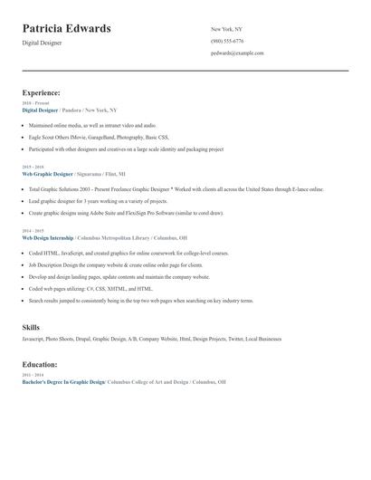 Digital Designer Resume