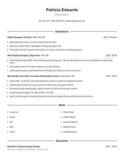Digital Designer Resume