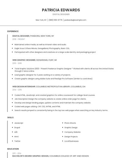 Digital Designer Resume