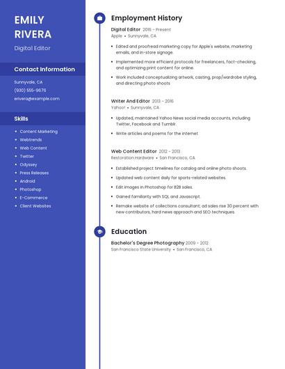 Digital Editor Resume