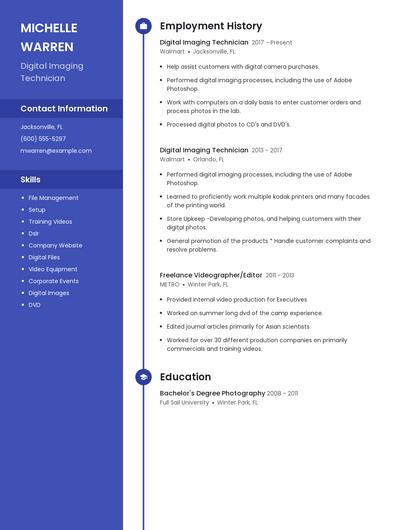 Digital Imaging Technician Resume