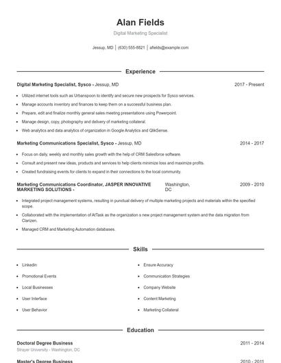 Resume example 1