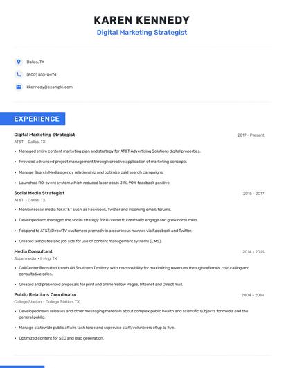 Digital Marketing Strategist Resume