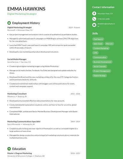 Digital Marketing Strategist Resume