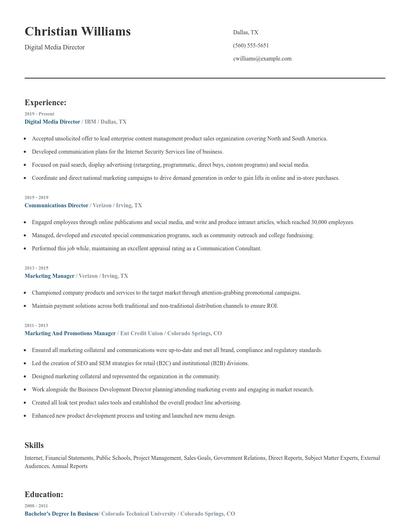 Digital Media Director Resume