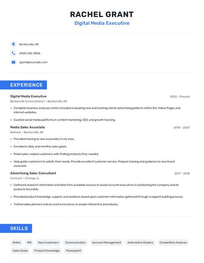 Digital Media Executive Resume