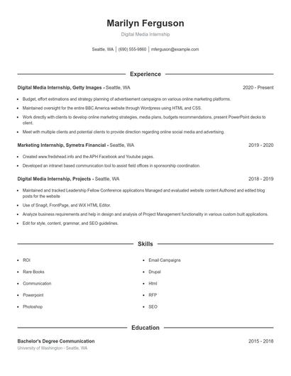 Resume example 1