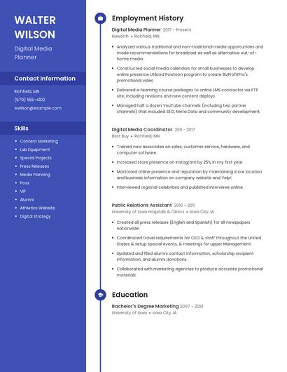 Digital Media Planner Resume