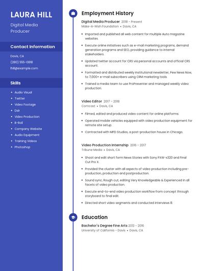 Digital Media Producer Resume