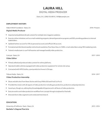 Digital Media Producer Resume
