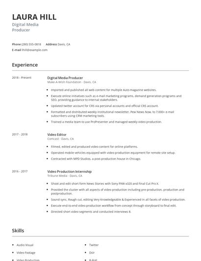 Digital Media Producer Resume