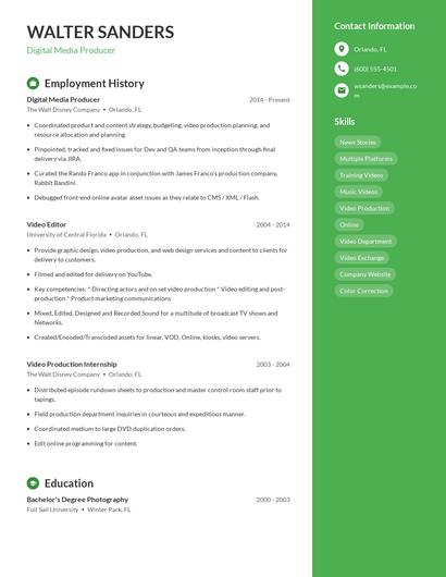 Digital Media Producer Resume