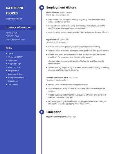 Digital Printer Resume