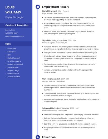 Digital Strategist Resume
