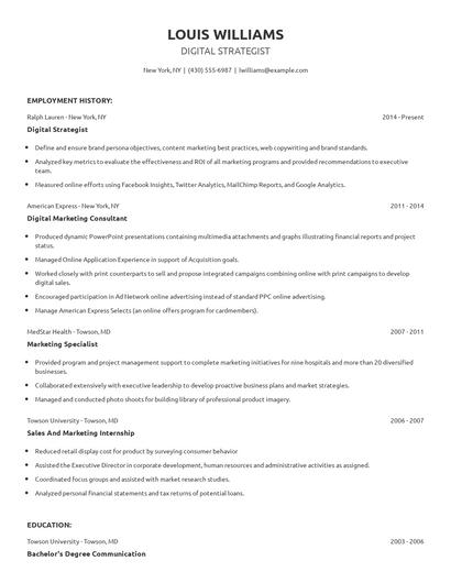 Digital Strategist Resume