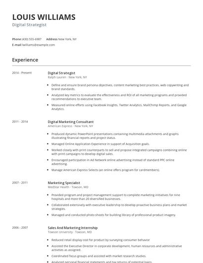 Digital Strategist Resume