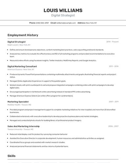 Digital Strategist Resume