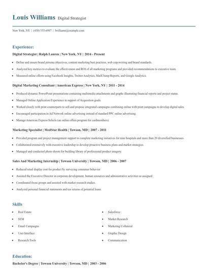 Digital Strategist Resume