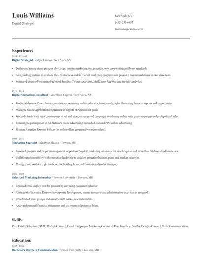 Digital Strategist Resume