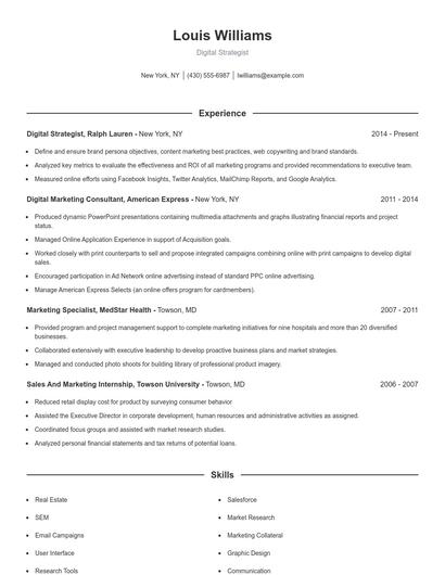 Digital Strategist Resume