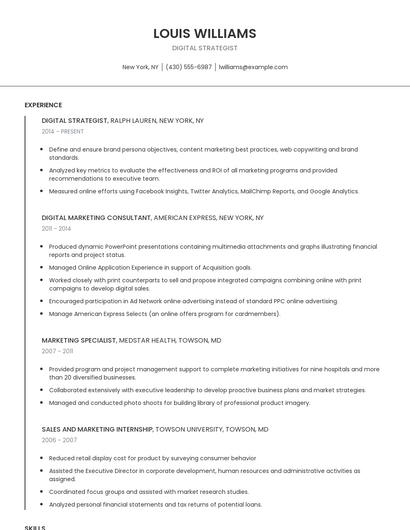 Digital Strategist Resume
