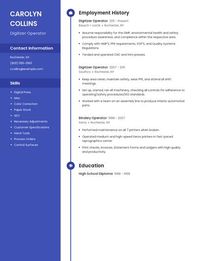 Digitizer Operator Resume