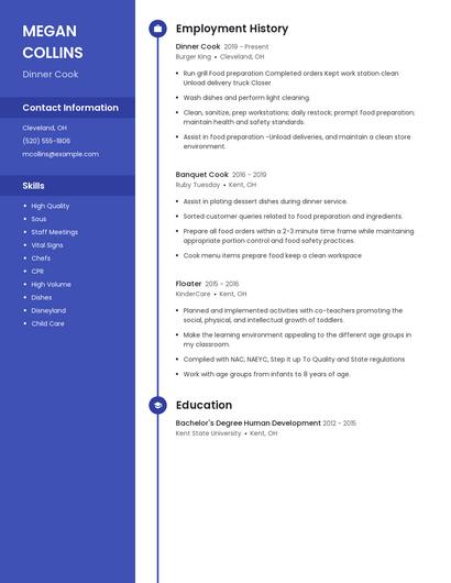 Dinner Cook Resume