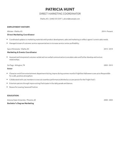 Direct Marketing Coordinator Resume