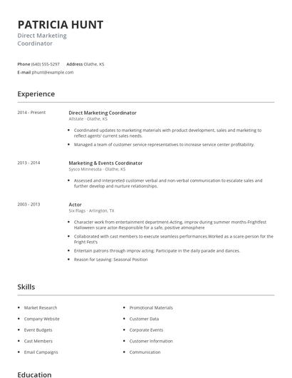 Direct Marketing Coordinator Resume