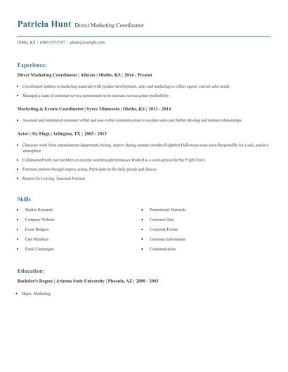 Direct Marketing Coordinator Resume