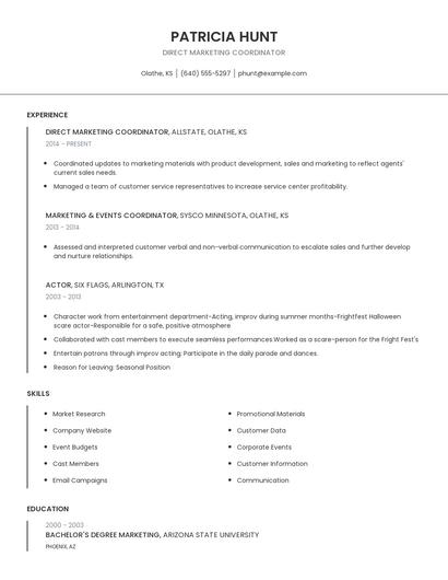 Direct Marketing Coordinator Resume