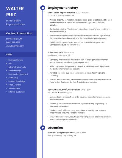 Direct Sales Representative Resume