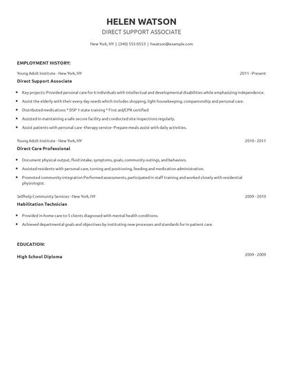Direct Support Associate Resume