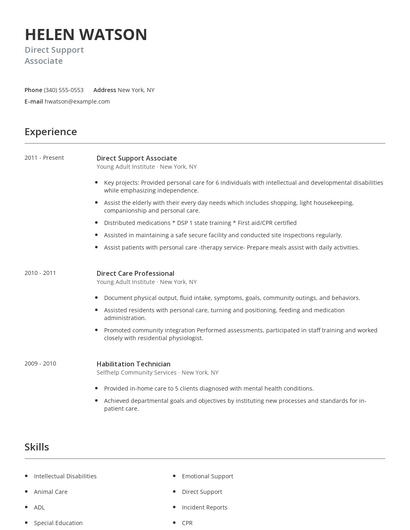 Direct Support Associate Resume
