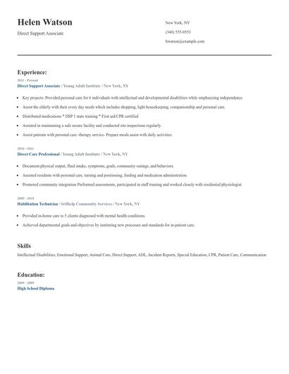 Direct Support Associate Resume