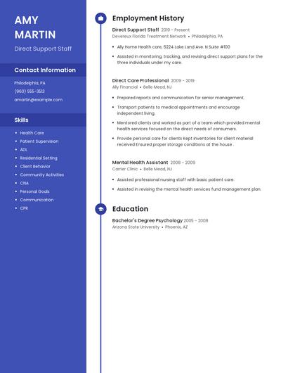 Direct Support Staff Resume