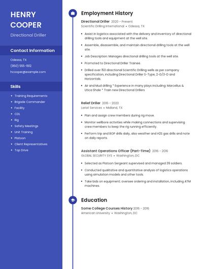 Directional Driller Resume